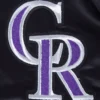 Colorado rockies retro classic full snap satin varsity jacket black 2