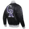 Colorado rockies retro classic full snap satin varsity jacket black 3