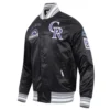 Colorado rockies retro classic full snap satin varsity jacket black 5
