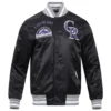 Colorado rockies retro classic full snap satin varsity jacket black 6
