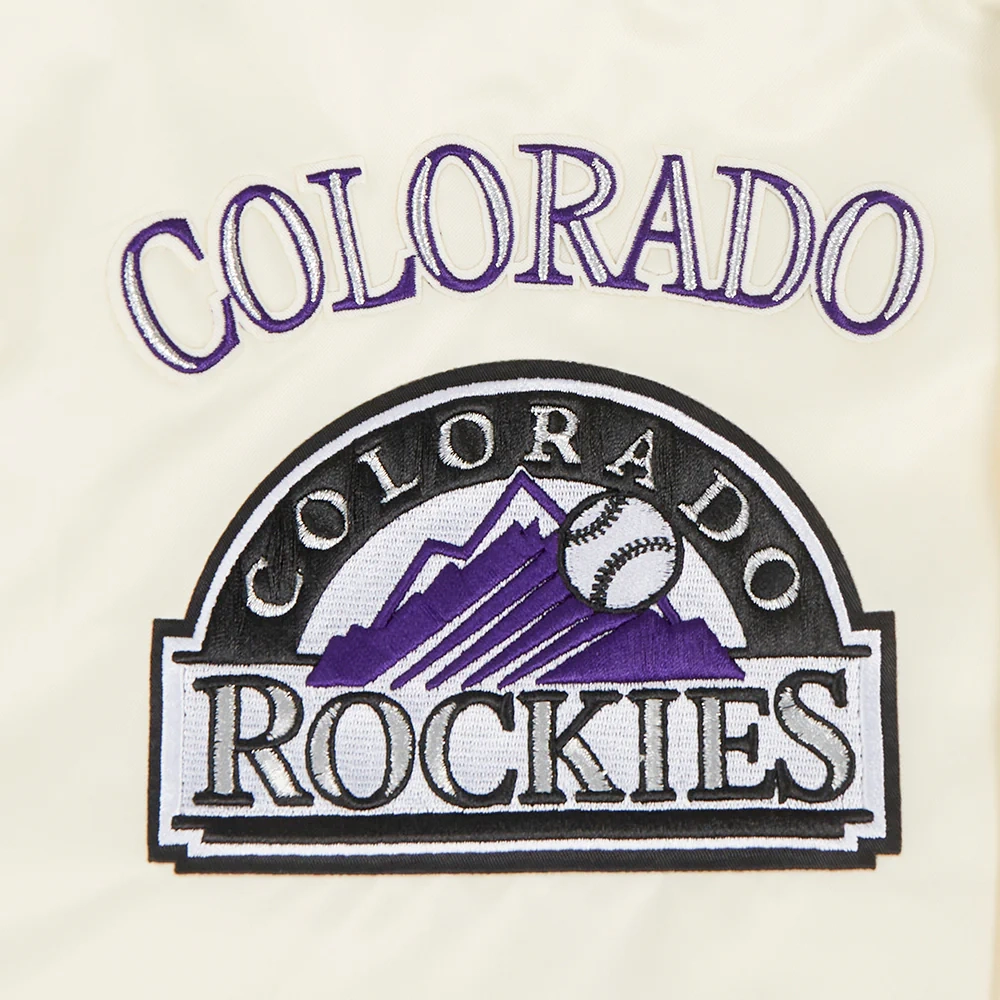 Colorado rockies retro classic full snap satin varsity jacket cream 2