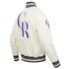 Colorado rockies retro classic full snap satin varsity jacket cream 3