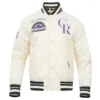 Colorado rockies retro classic full snap satin varsity jacket cream 6