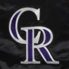 Colorado rockies retro classic womens full snap satin varsity jacket black
