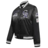 Colorado rockies retro classic womens full snap satin varsity jacket black 6