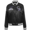 Colorado rockies retro classic womens full snap satin varsity jacket black 7