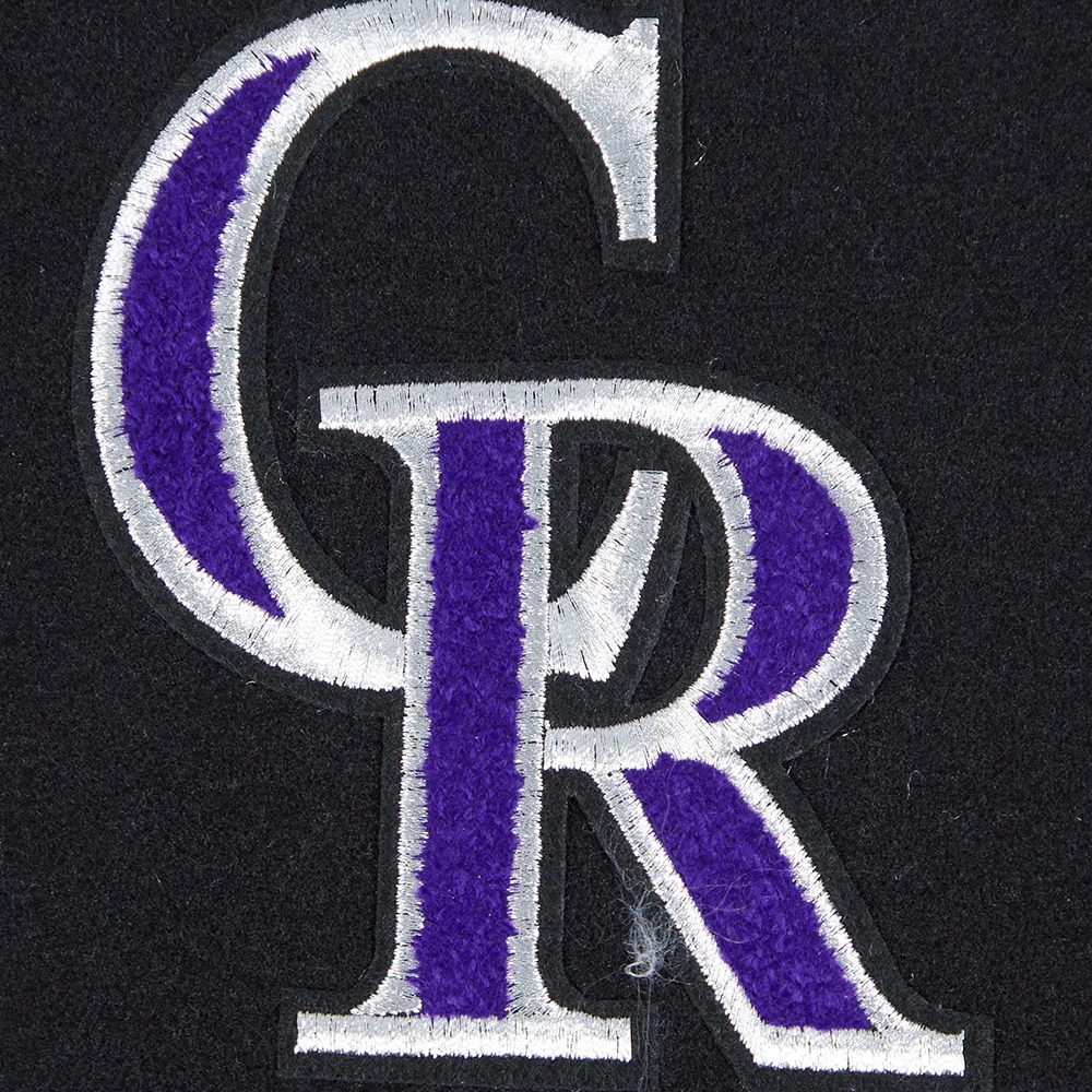 Colorado rockies retro classic womens wool leather varsity jacket black 1
