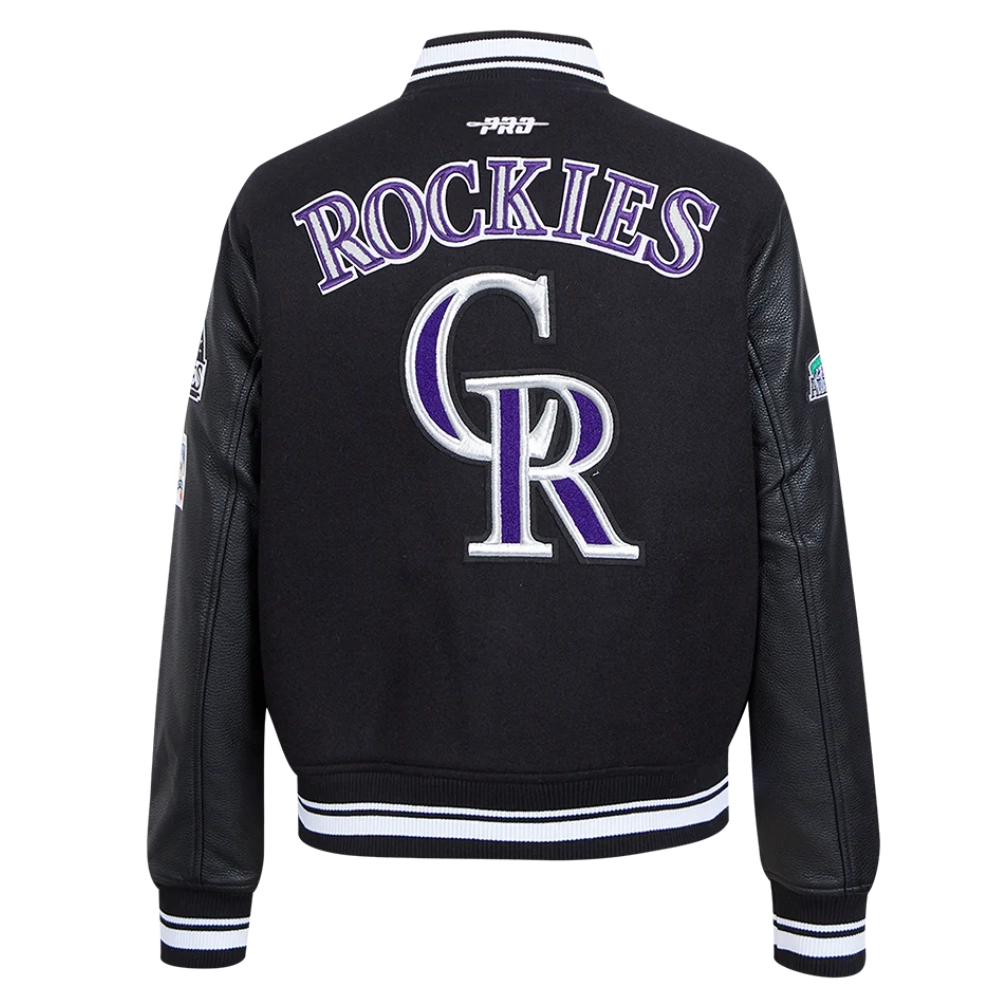 Colorado rockies retro classic womens wool leather varsity jacket black 4