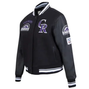 Colorado rockies retro classic womens wool leather varsity jacket black 5