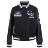 Colorado rockies retro classic womens wool leather varsity jacket black 6