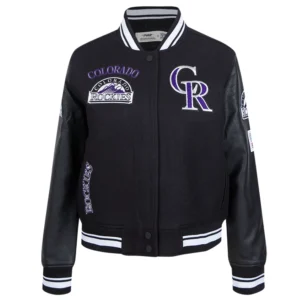 Colorado rockies retro classic womens wool leather varsity jacket black 6