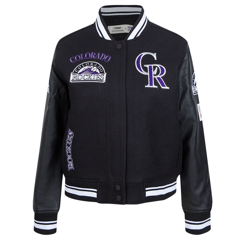 Colorado rockies retro classic womens wool leather varsity jacket black 6