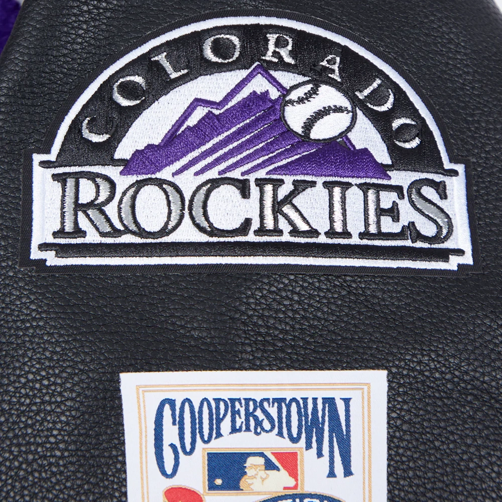 Colorado rockies retro classic womens wool leather varsity jacket black