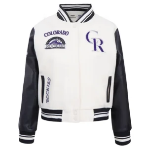 Colorado rockies retro classic womens wool leather varsity jacket creamblack 1