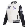 Colorado rockies retro classic womens wool leather varsity jacket creamblack 2