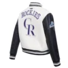 Colorado rockies retro classic womens wool leather varsity jacket creamblack 4