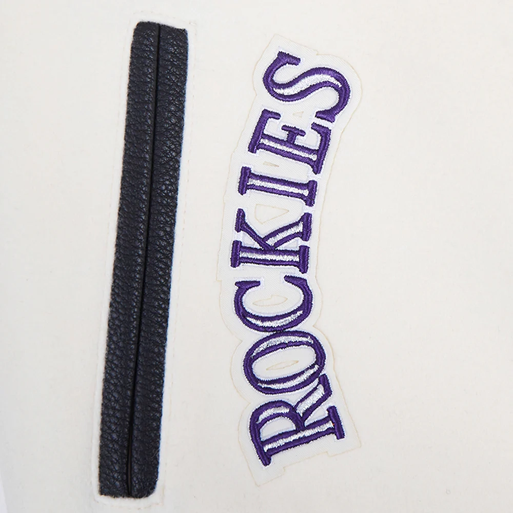 Colorado rockies retro classic womens wool leather varsity jacket creamblack 5