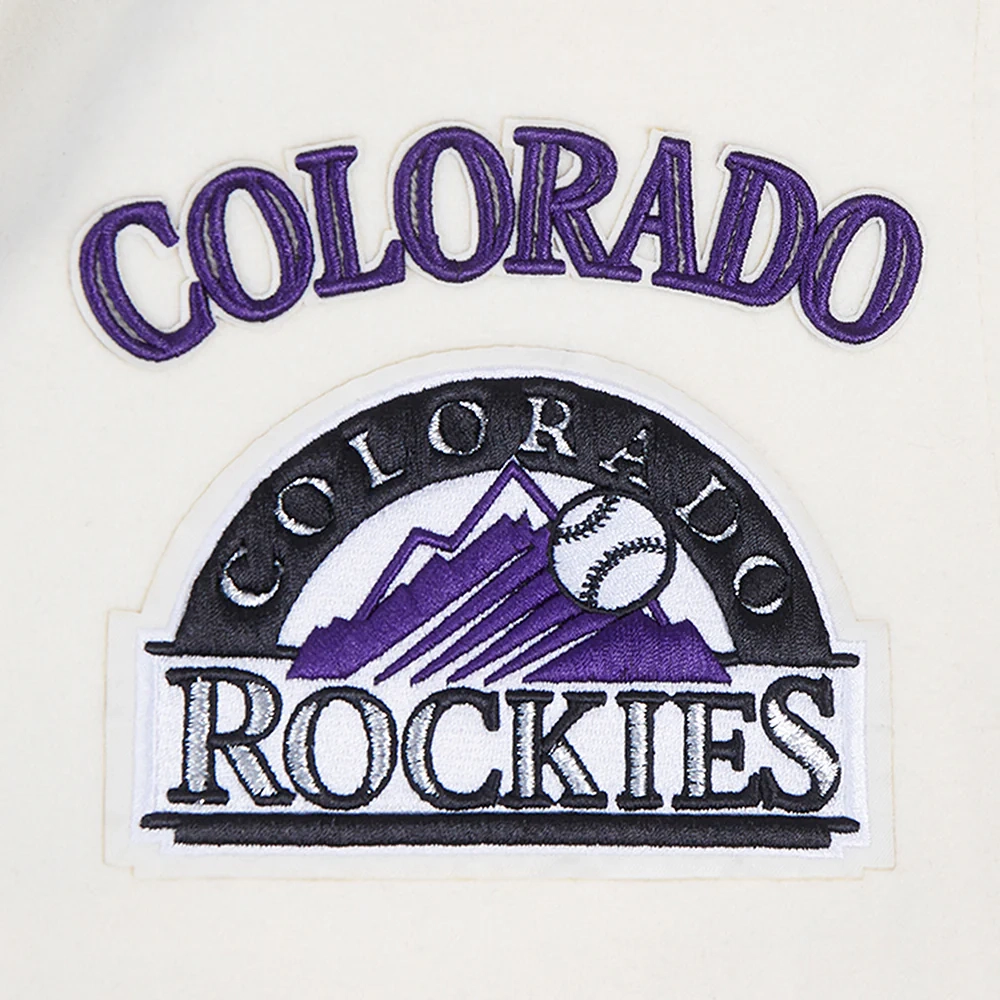 Colorado rockies retro classic womens wool leather varsity jacket creamblack 7
