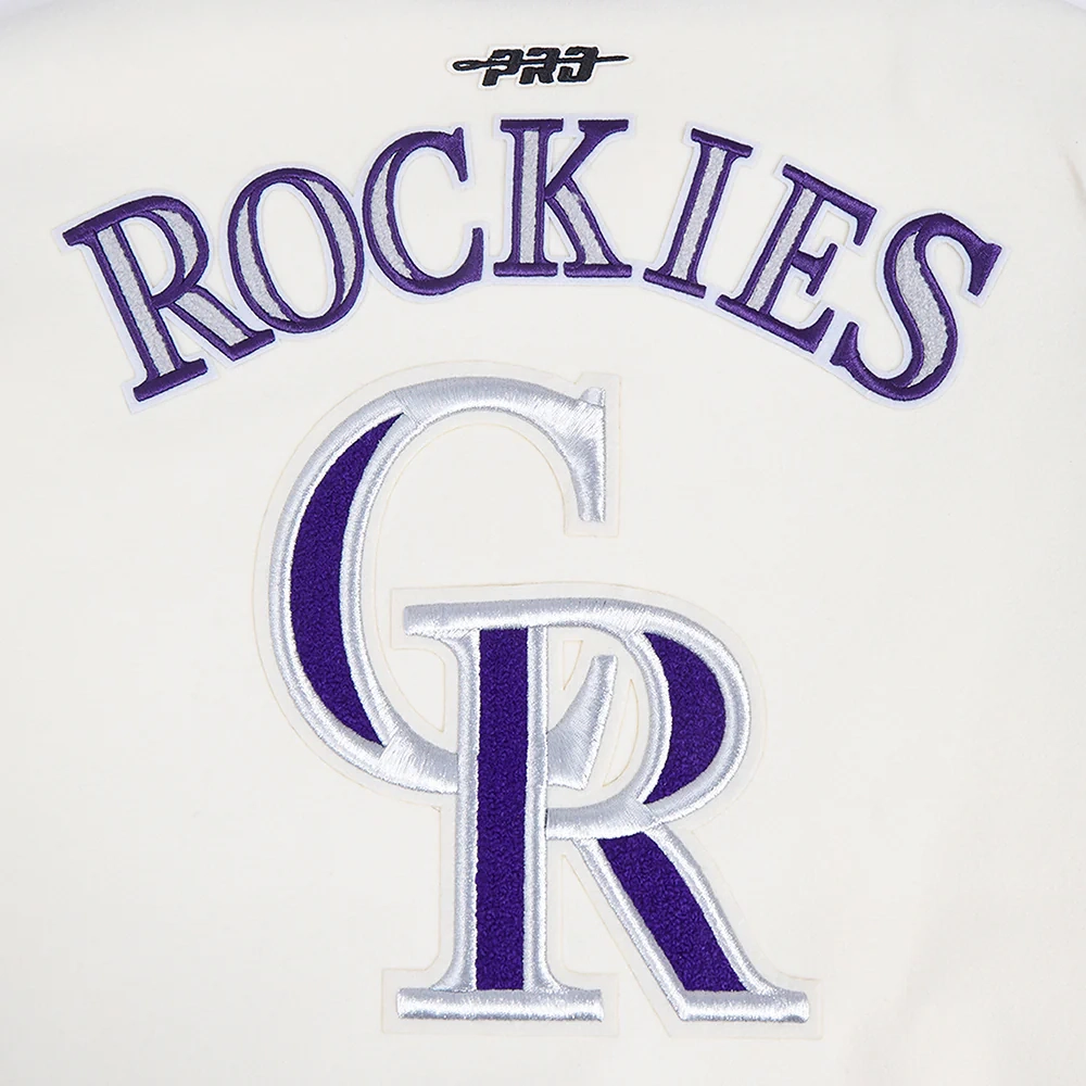 Colorado rockies retro classic womens wool leather varsity jacket creamblack 8