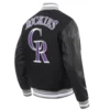 Colorado rockies retro classic wool leather varsity jacket black 4