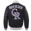Colorado rockies retro classic wool leather varsity jacket black 5