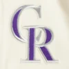 Colorado rockies retro classic wool leather varsity jacket cream black 3