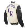 Colorado rockies retro classic wool leather varsity jacket cream black 6