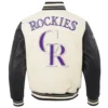 Colorado rockies retro classic wool leather varsity jacket cream black 7