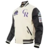 Colorado rockies retro classic wool leather varsity jacket cream black 8