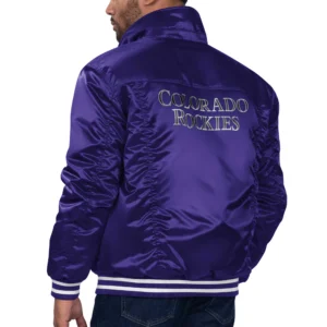 Colorado rockies silver tab satin trucker varsity jacket purple 1 1