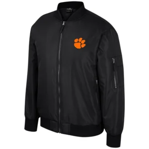 Colosseum black clemson tigers full zip bomber varsity jacket