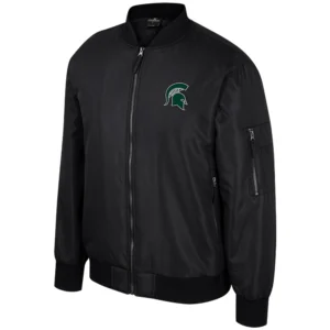 Colosseum black michigan state spartans full zip bomber varsity jacket 1 1