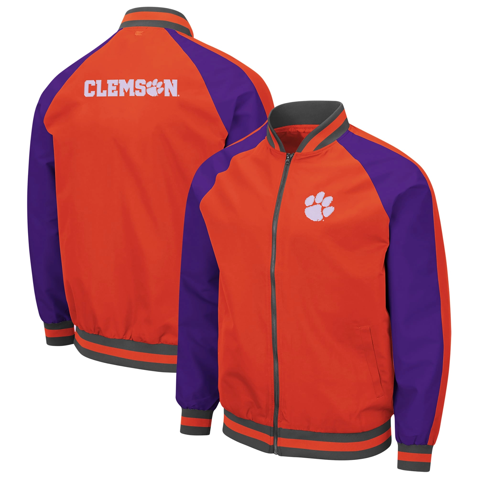Colosseum orange vintage clemson tigers kent full zip orange bomber varsity jacket