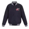 Columbus blue jackets front hit navy varsity jacket