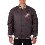 Columbus Blue Jackets Front Hit Gray Polyester Jacket