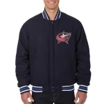 Columbus Blue Jackets One Color Navy Wool Jacket