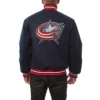 Columbus blue jackets one color wool varsity jacket navy 1 1