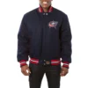Columbus blue jackets one color wool varsity jacket navy 1