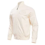 San Francisco 49ers Neutral Full-Zip White Satin Jacket