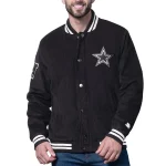 Dallas Cowboys Blackout Corduroy Black Varsity Jacket