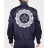 Dallas cowboys crest emblem navy satin jacket