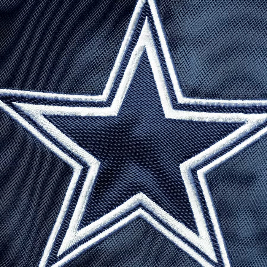 Dallas cowboys enforcer full snap satin varsity jacket navygray 3