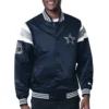 Dallas cowboys full snap satin varsity jacket navy 1