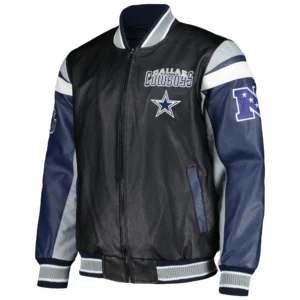 Dallas cowboys full zip leather varsity jacket black 1 1