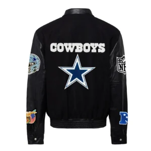 Dallas cowboys jeff hamilton wool leather varsity jacket black 2