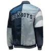 Dallas cowboys leader satin varsity jacket grey navy 1