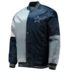 Dallas cowboys leader satin varsity jacket grey navy 2