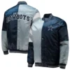 Dallas cowboys leader satin varsity jacket grey navy 3