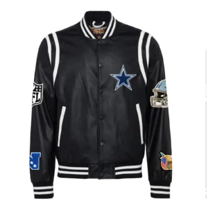 Dallas cowboys leather varsity jacket black 1