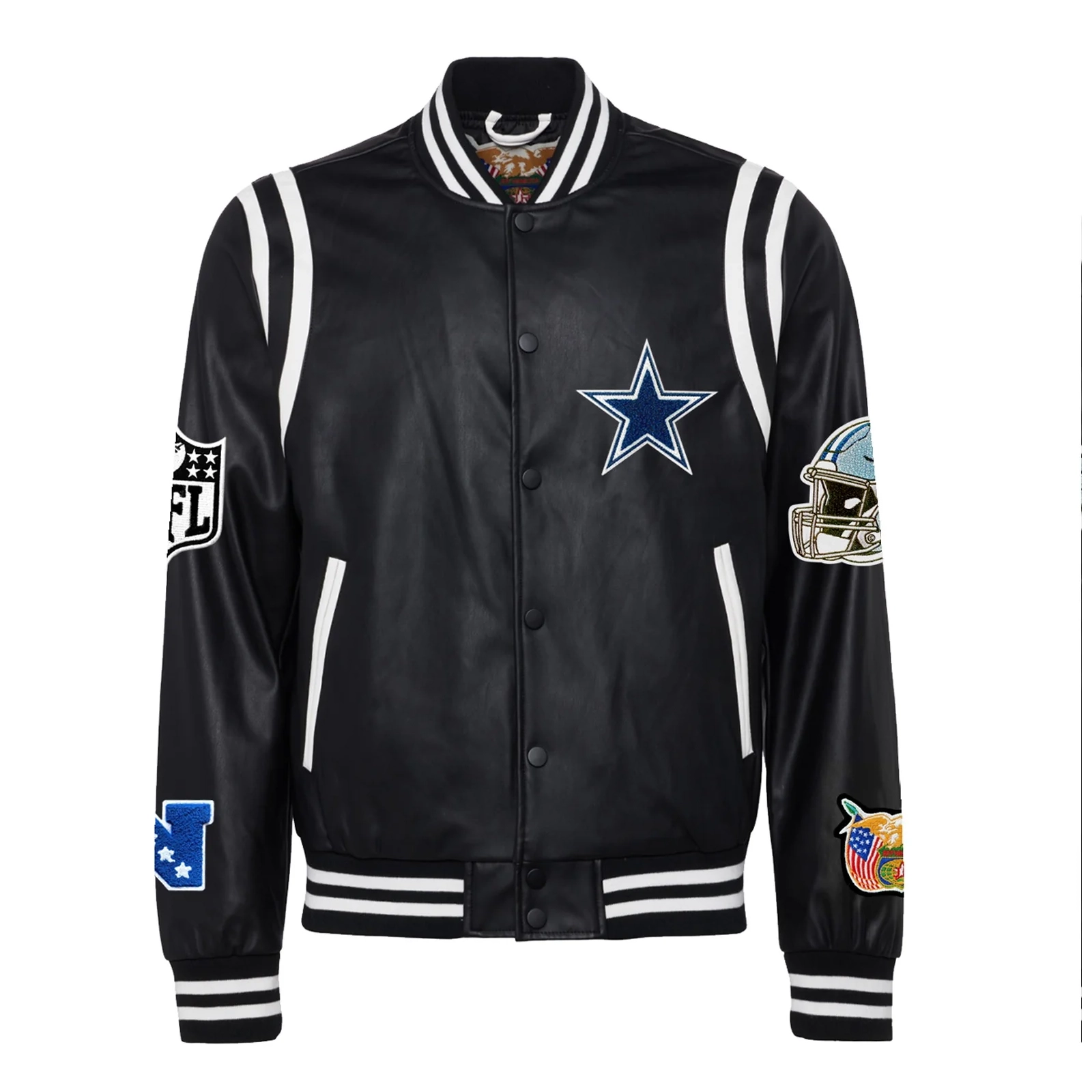 Dallas cowboys leather varsity jacket black 1